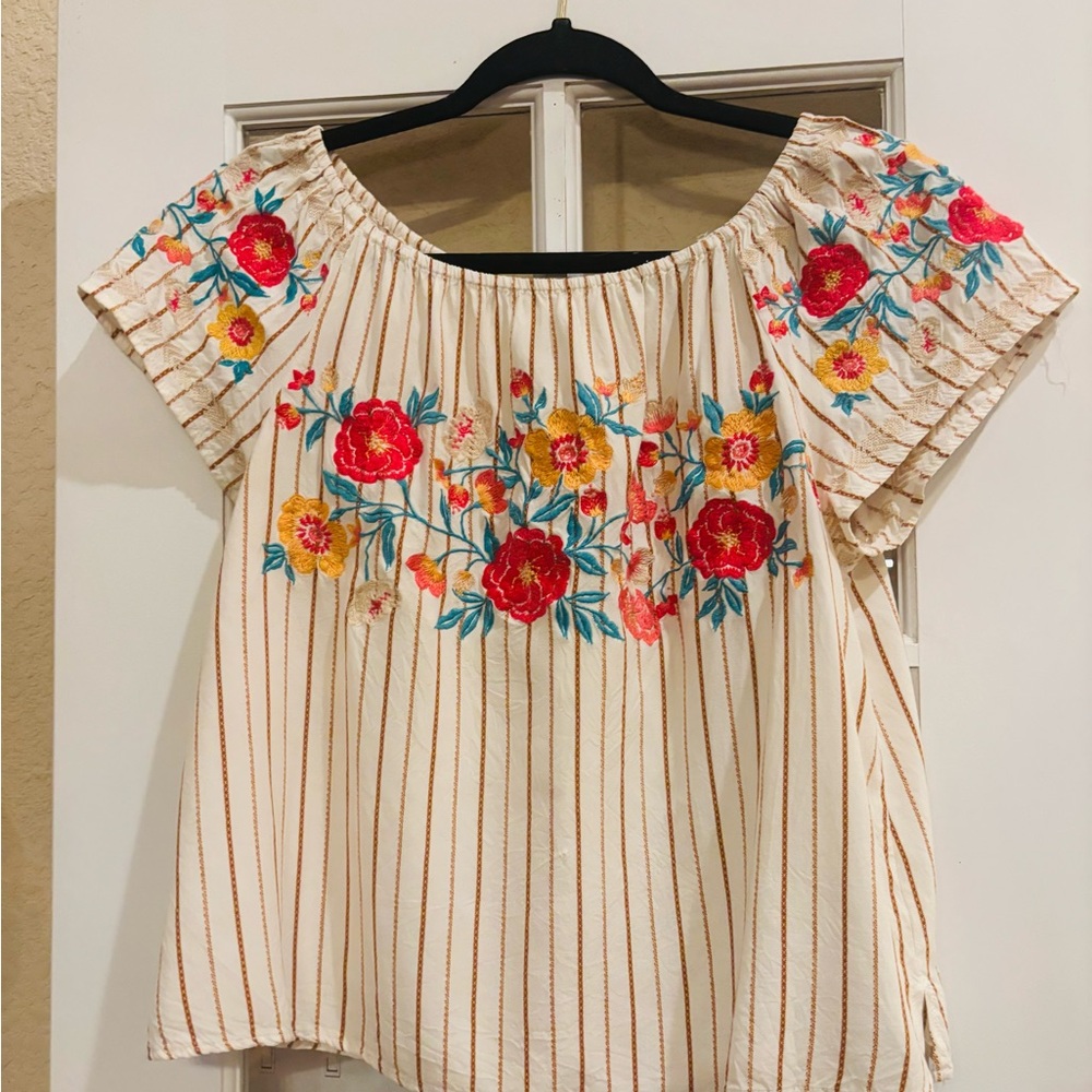 Floral Embroidered Women's Top